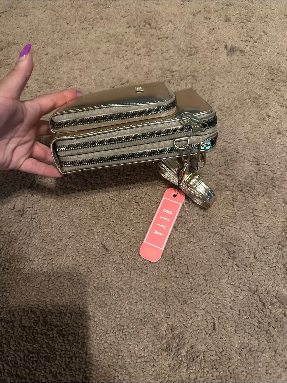Metallic Gold Crossbody Phone Wallet